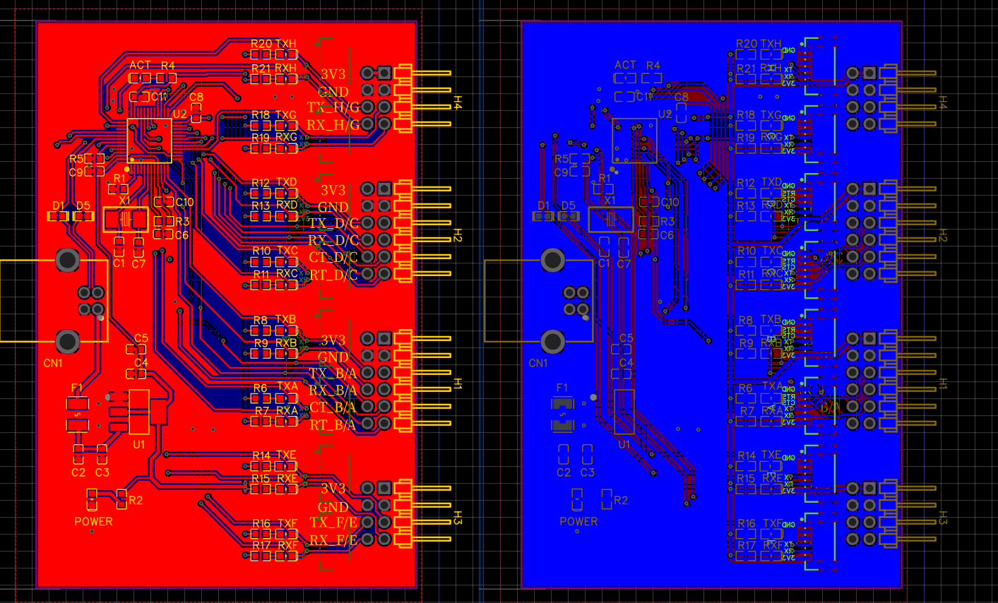 PCB图 USB转8路串口PCB图